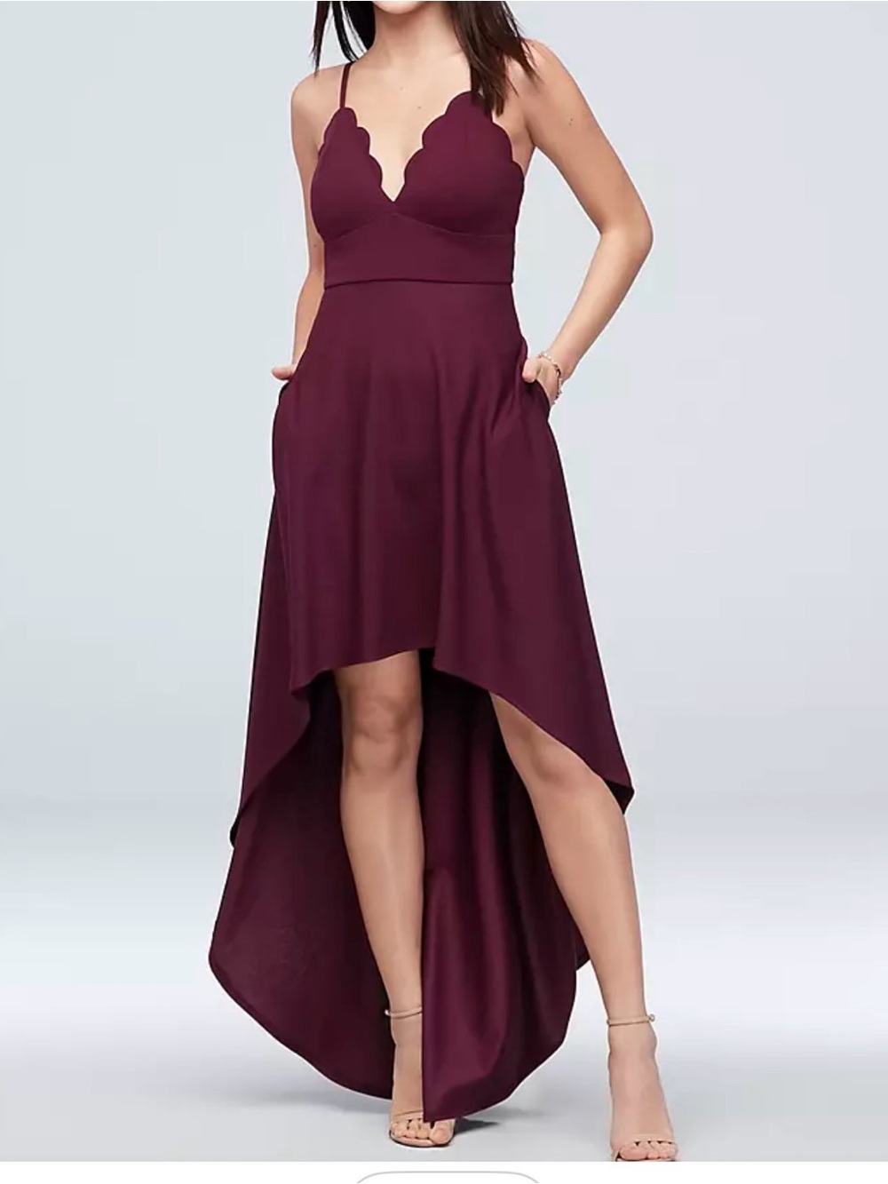 Speechless -  Scallop V-Neck High-Low with adjustable straps